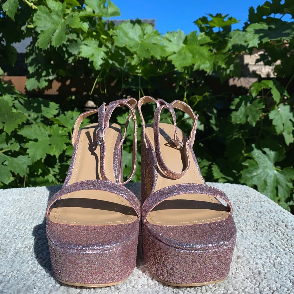 Pink glittery platforms